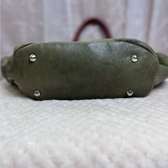 Sundance Olive Green Distressed  Leather Hobo Shoulder Bag - Picture 7 of 15